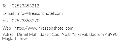 4reasons Hotel Bistro telefon numaralar, faks, e-mail, posta adresi ve iletiim bilgileri